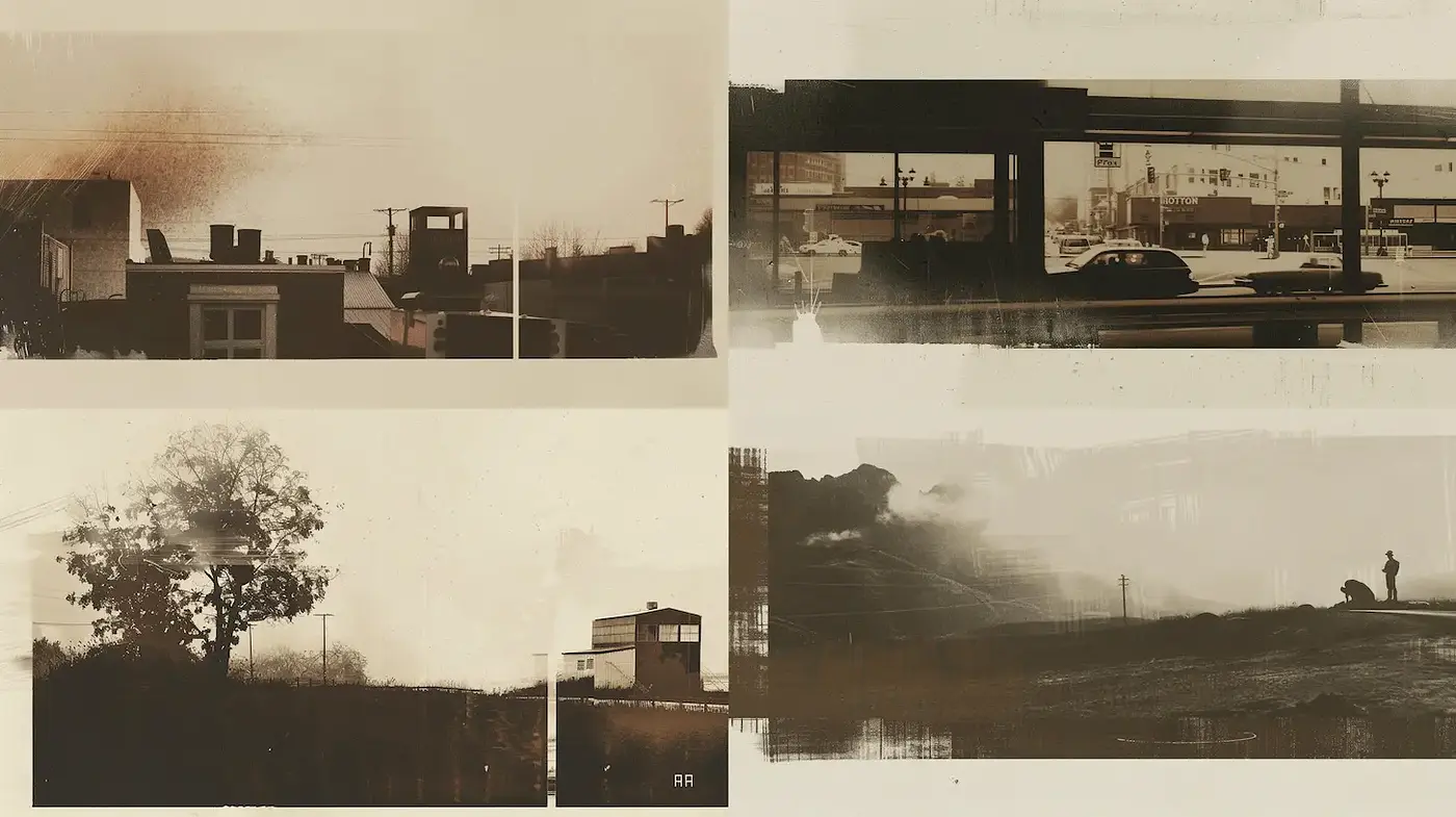 Aesthetic Cohesion in Vintage Urban Landscapes with Textural Depth - Midjourney sref style