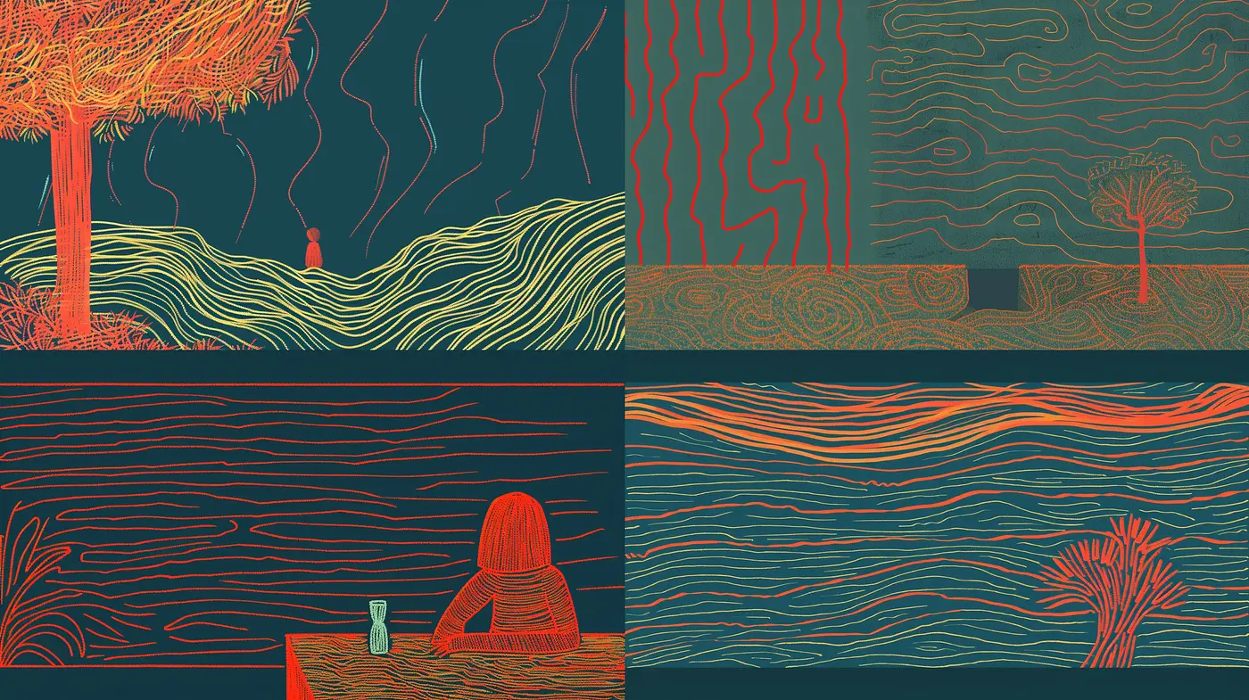 Abstract Contour Lines in Multihued Dreamscapes - Midjourney sref style