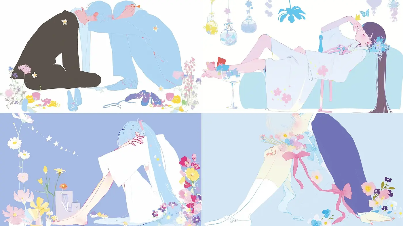Ethereal Pastel Dreamscape: A Serene Blend of Soft Hues and Floral Whimsy - Midjourney sref style