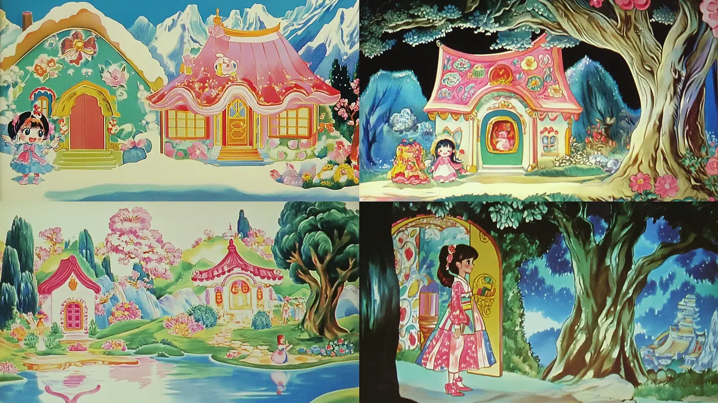 Enchanted Storybook Sceneries with a Whimsical Color Story - Midjourney sref style