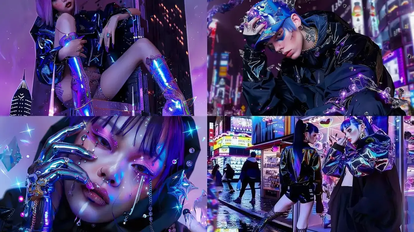 Futuristic Neon Aesthetic with a Cyberpunk Touch - Midjourney sref style