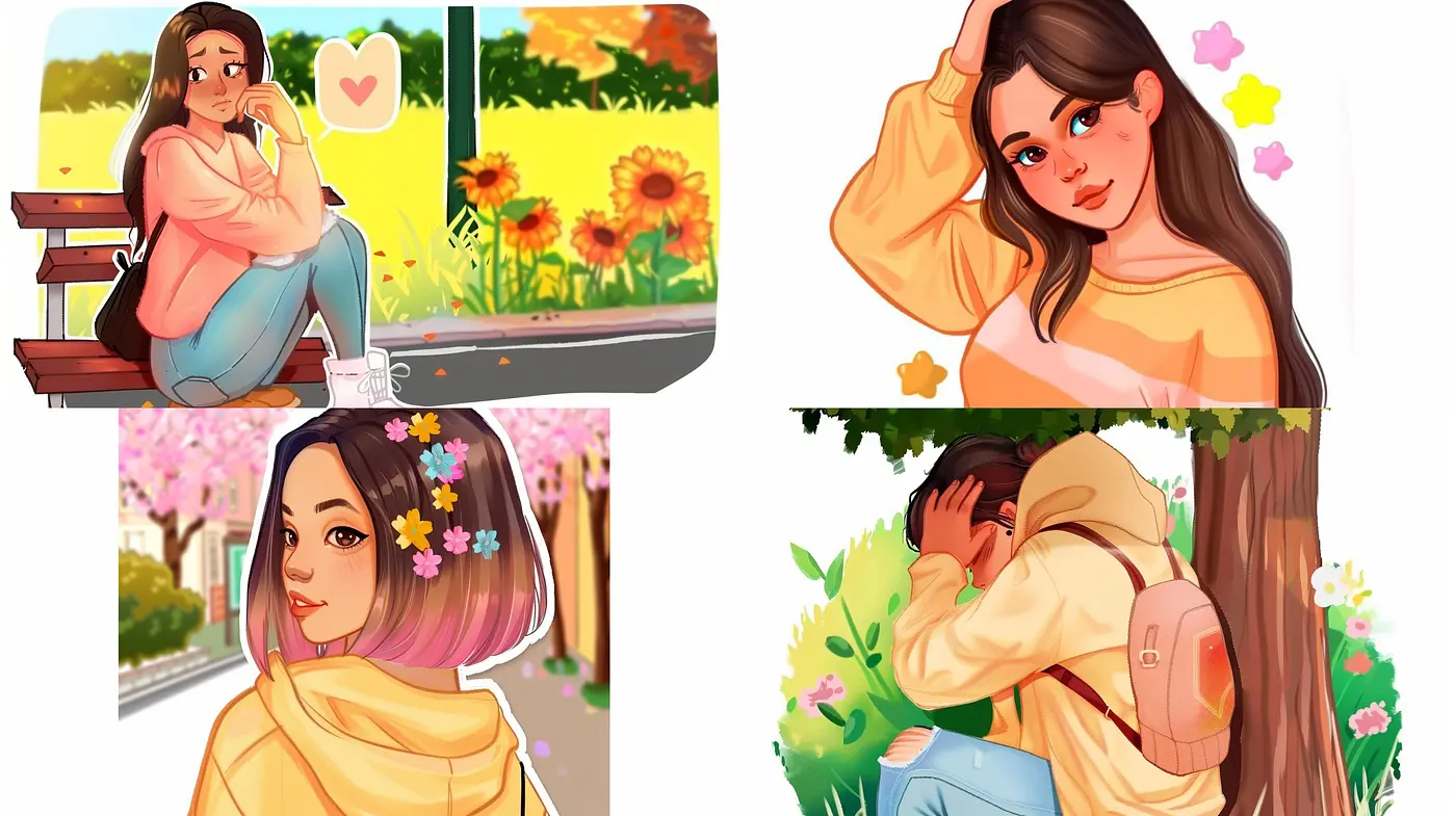 Consistently Warm and Vivid Digital Anime-Inspired Illustrations - Midjourney sref style