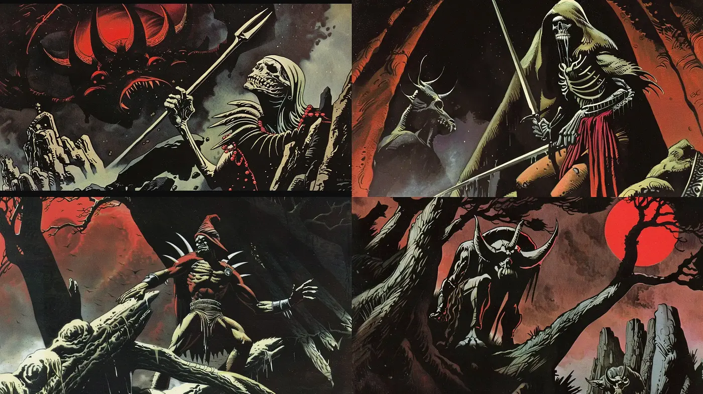 Gothic Fantasia: A Dark and Brooding Mythical Tableau - Midjourney sref style
