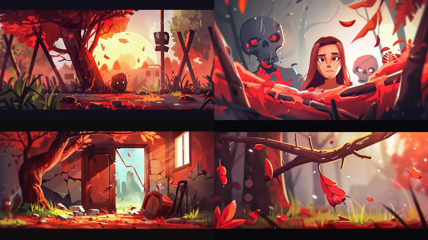 Autumnal Harmony: A Cohesive Blend of Warm Tones and Surreal Storytelling - Midjourney sref style