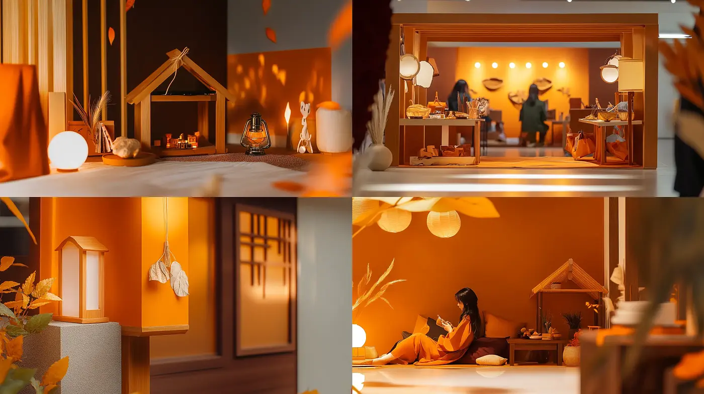 Warm Hues of Serene Interiors: A Harmonious Blend of Contemporary Design and Homely Atmosphere - Midjourney sref style
