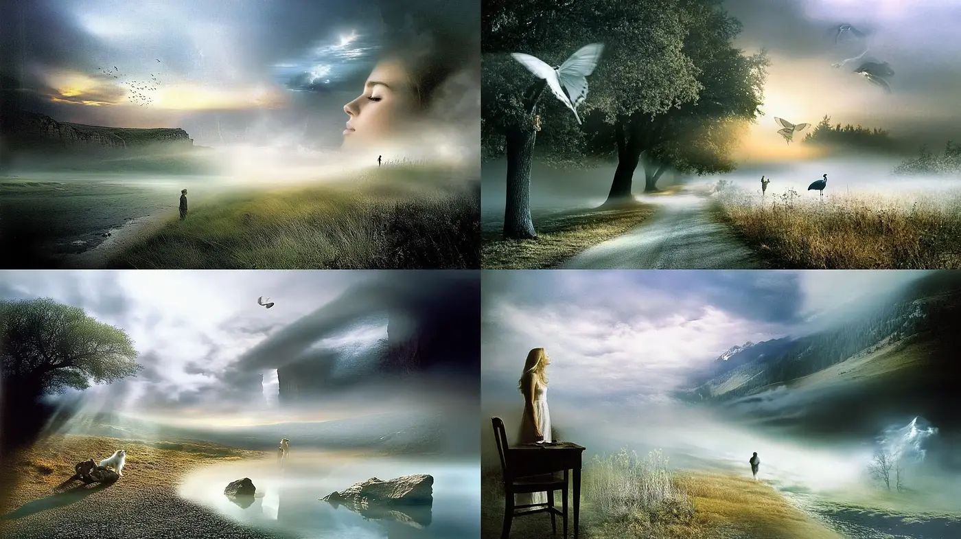 Ethereal Dreamscapes with Surrealist Influence - Midjourney sref style