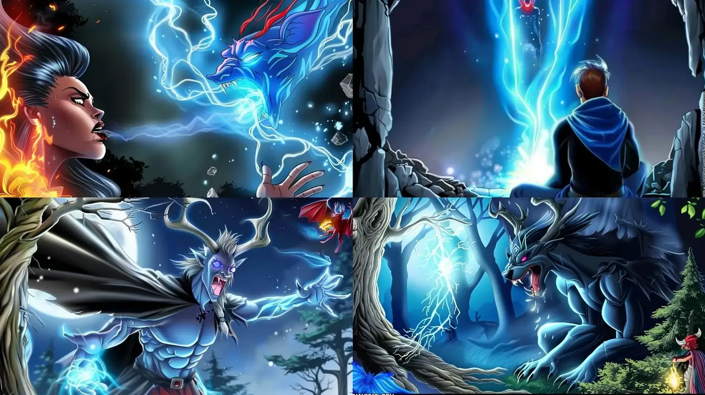 Ethereal Electric Blues: A Fusion of Myth and Fantasy in Art - Midjourney sref style
