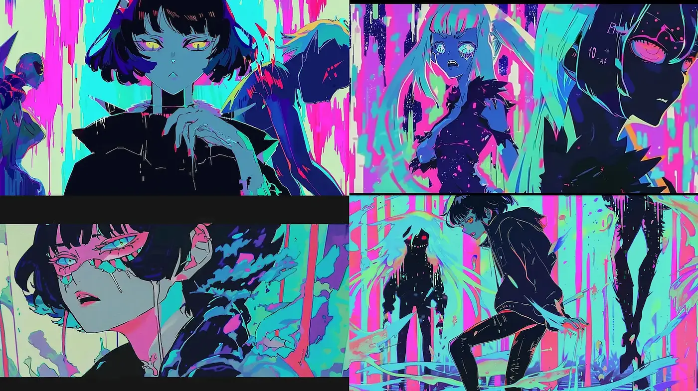 Vibrant Cyberpunk Aesthetic with Surreal Elements - Midjourney sref style