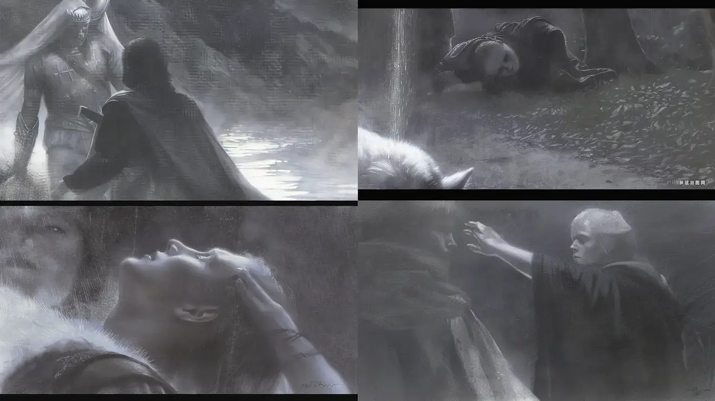 Ethereal Fantasy with Dramatic Light and Shadow - Midjourney sref style