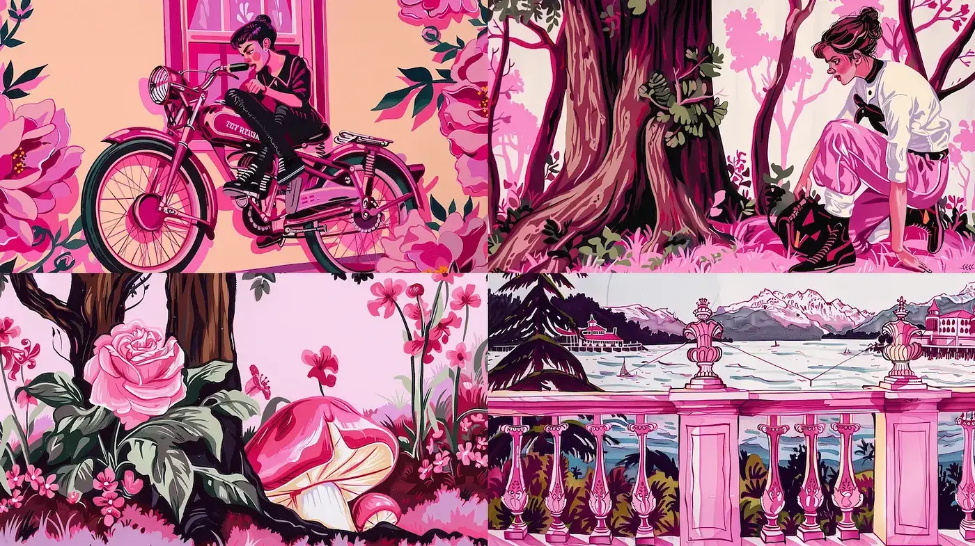 Vibrant Illustrative Style with Nature Themes and Nostalgic Elements - Midjourney sref style