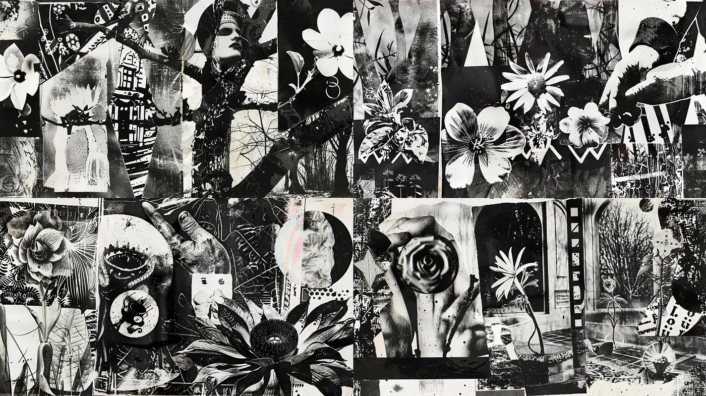 Monochromatic Mosaic of Ephemeral Moments - Midjourney sref style