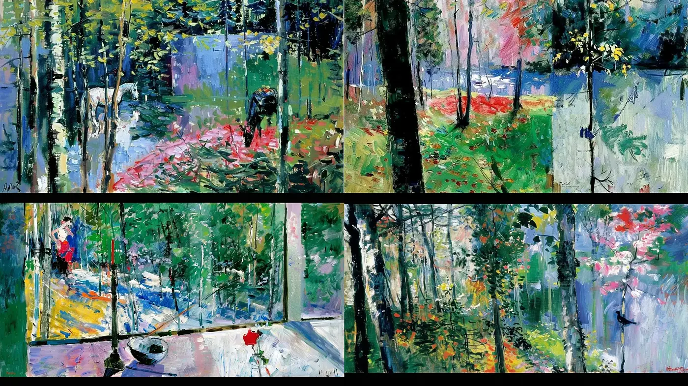 Enchanted Brushstrokes in a Lush Pastoral Symphony - Midjourney sref style