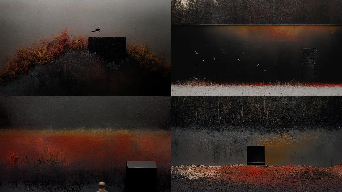 Noir Transience: A Muted Exploration of Surreal Melancholy - Midjourney sref style