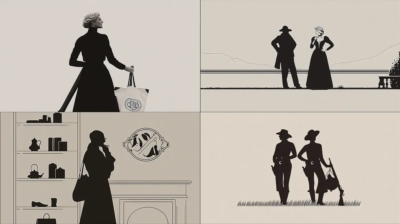 Elegant Minimalism with Silhouette and Art Deco Influences - Midjourney sref style