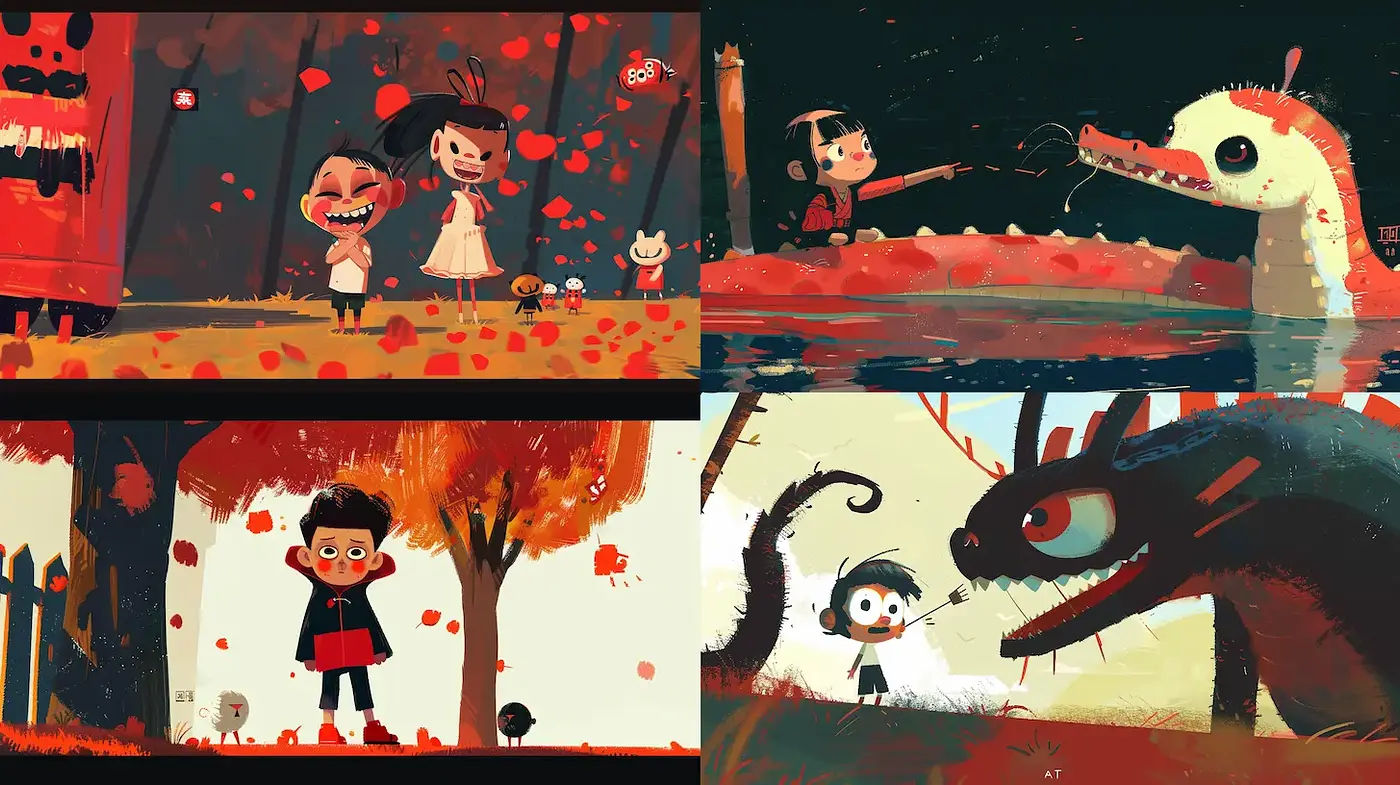 Playful and Whimsical Artistic Expression with Vibrant Characters - Midjourney sref style