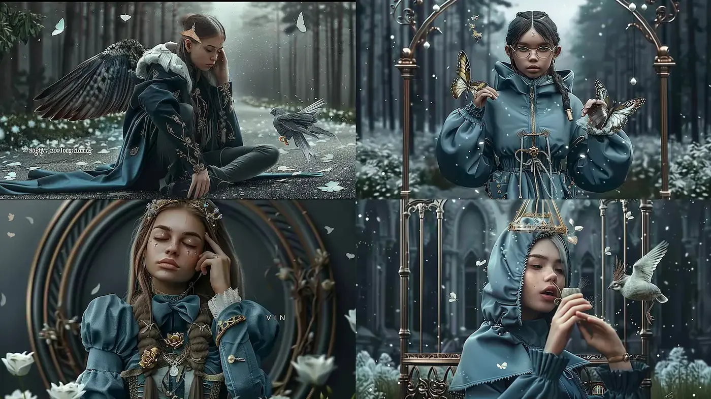 Enigmatic Fantasy Portraiture with Ethereal Aesthetic - Midjourney sref style