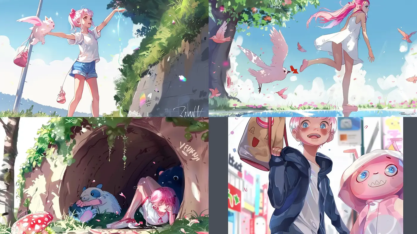 Whimsical Anime-Inspired Visions with a Pastel Dreamscape Palette - Midjourney sref style