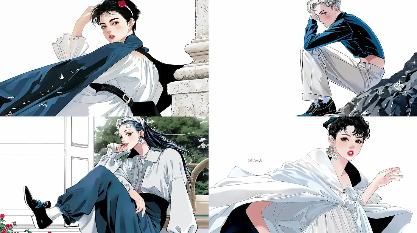 Stylized Illustrations with Elegant Compositions and a Contemporary Aesthetic - Midjourney sref style