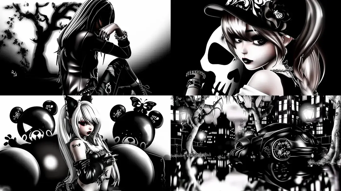 Gothic-Nostalgic Anime Art Style Inspired by Urban Aesthetics and Dark Themes - Midjourney sref style