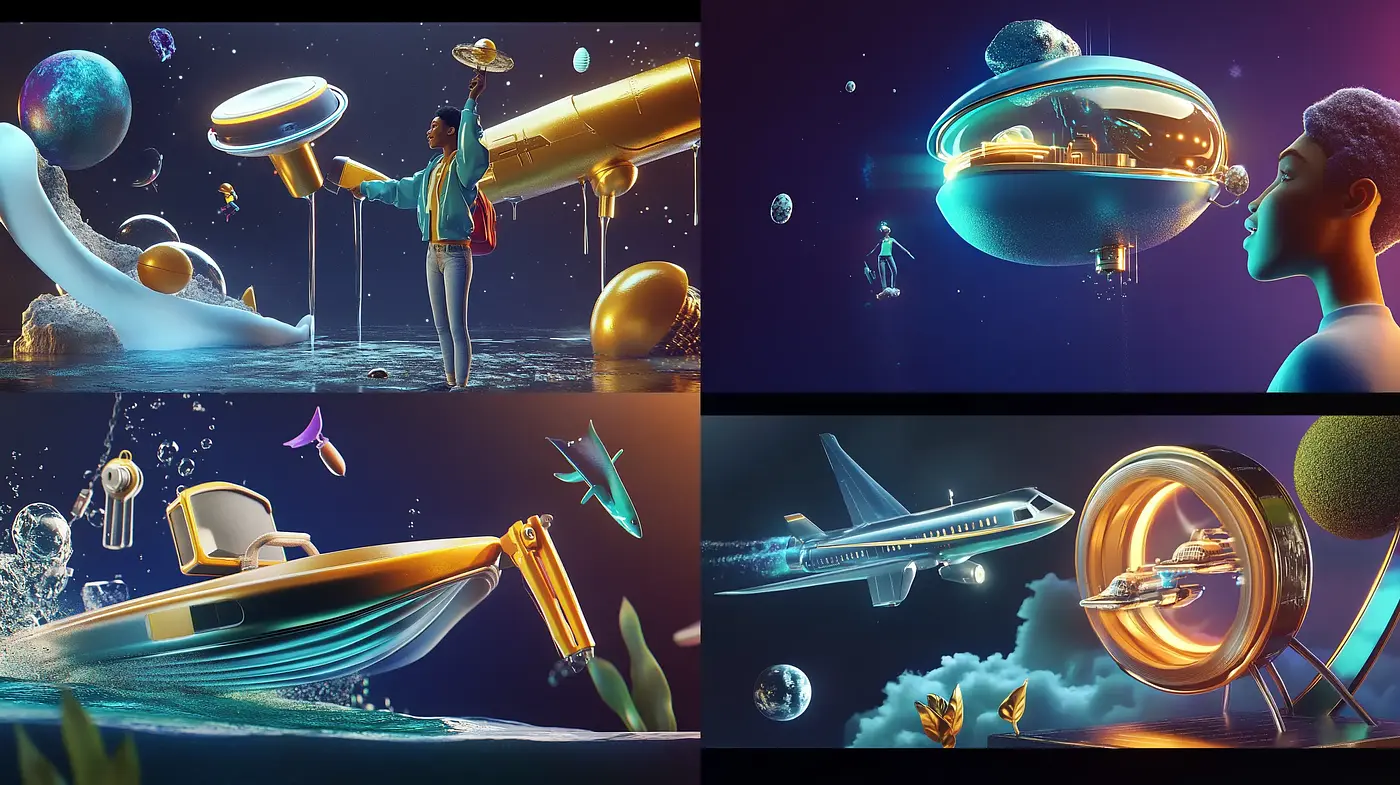 Futuristic Retrofuturism with a Surrealist Twist - Midjourney sref style
