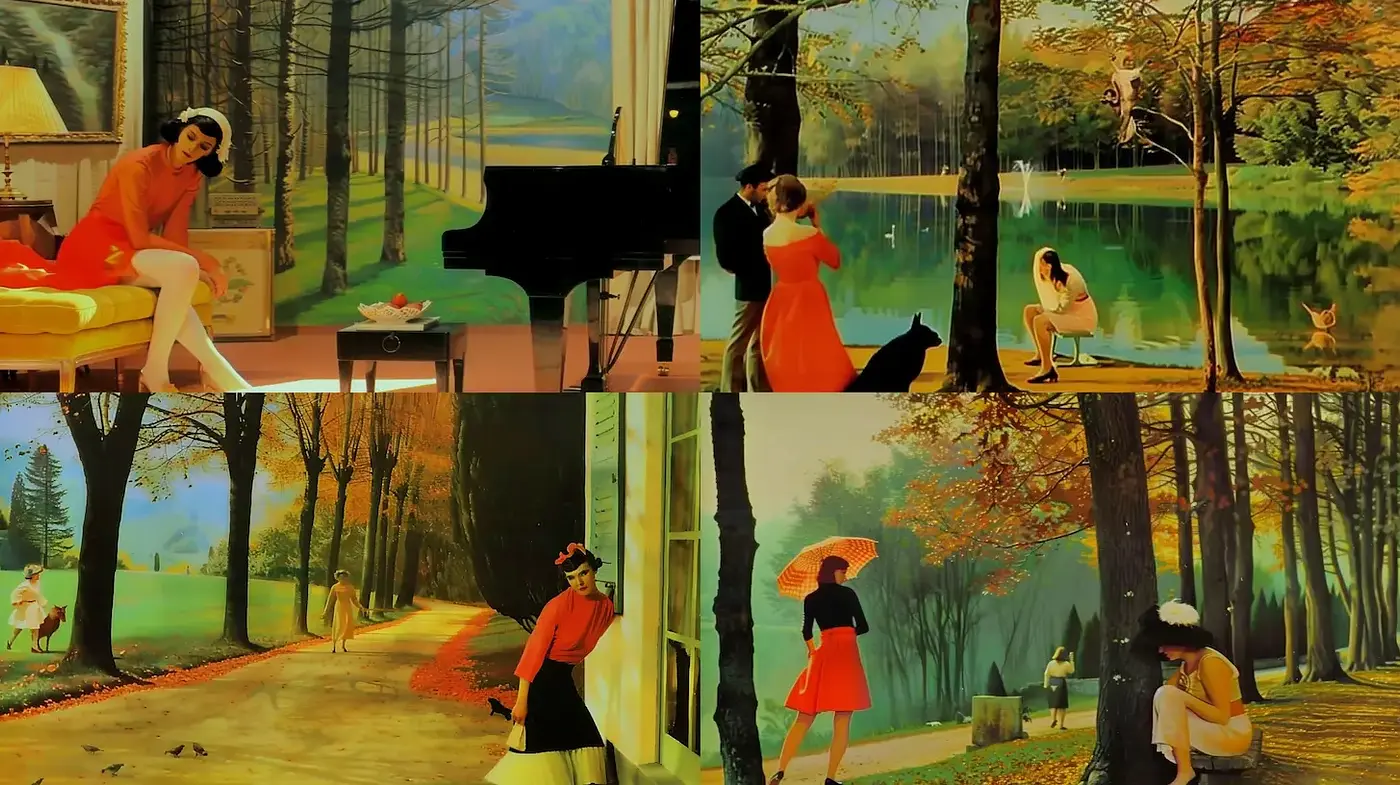 Nostalgic and Vibrant Midcentury Illustrative Style with Natural Elements - Midjourney sref style