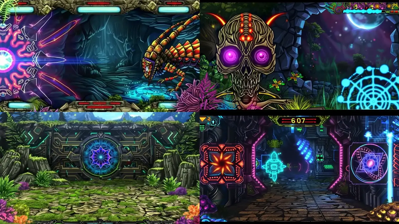 Mystical Neon Biomechanical Realm - Midjourney sref style