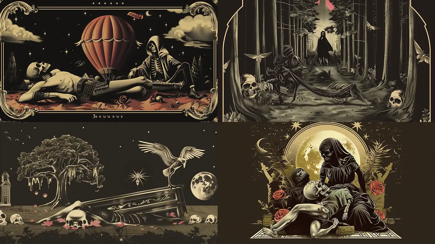 Gothic-Noir Reverie with Baroque Undertones - Midjourney sref style