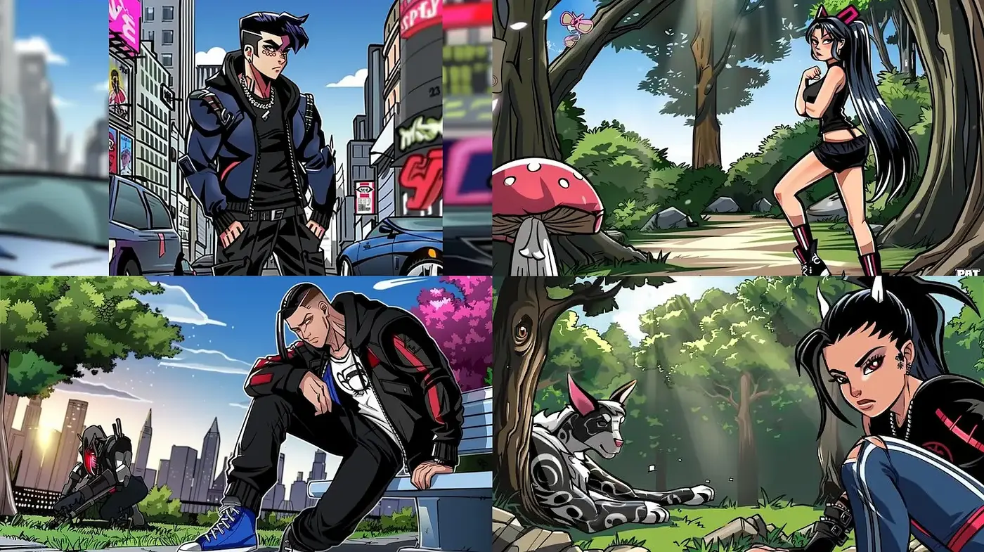 Vibrant Urban Fantasy with Anime Influences - Midjourney sref style