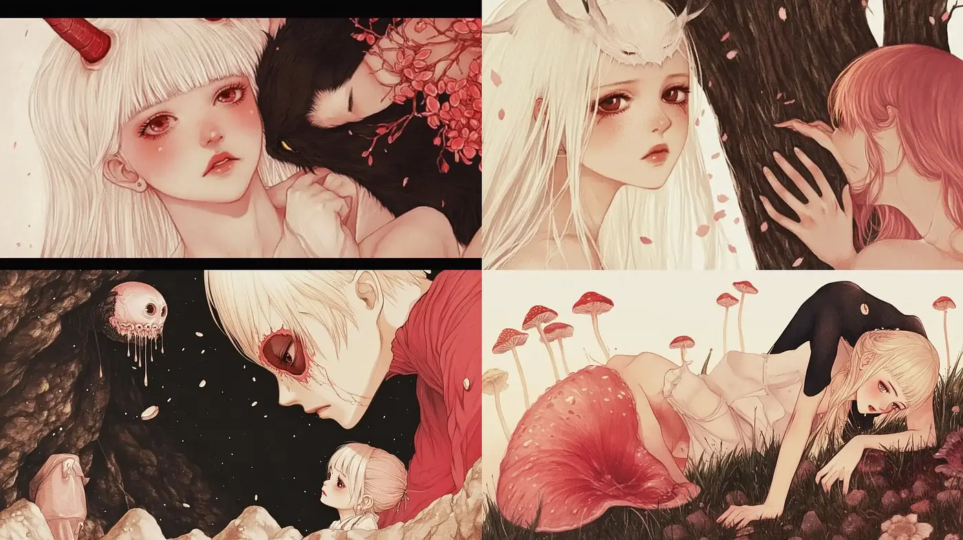 Ethereal Dreamscapes: A Soft-Hued Fantasia Blending Anime with Surrealism - Midjourney sref style
