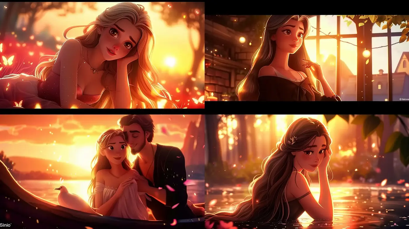 Radiant Twilight Hues in Enchanting Animated Portraiture - Midjourney sref style