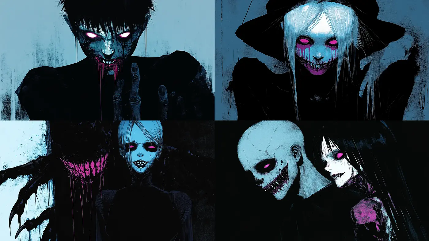 Eerie Nocturnal Hues: A Glimpse into Dark Surrealism - Midjourney sref style