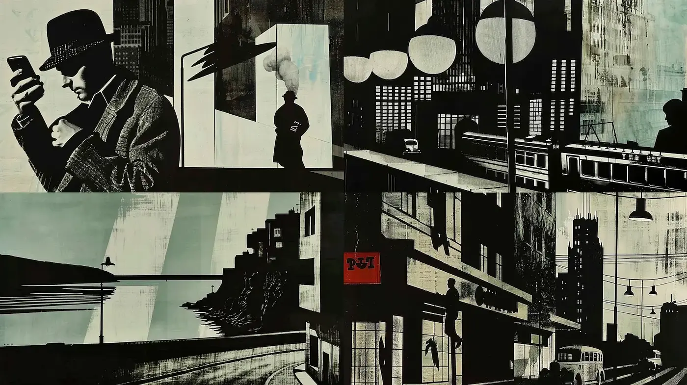 Modern Noir Aesthetic with Architectural Elements - Midjourney sref style