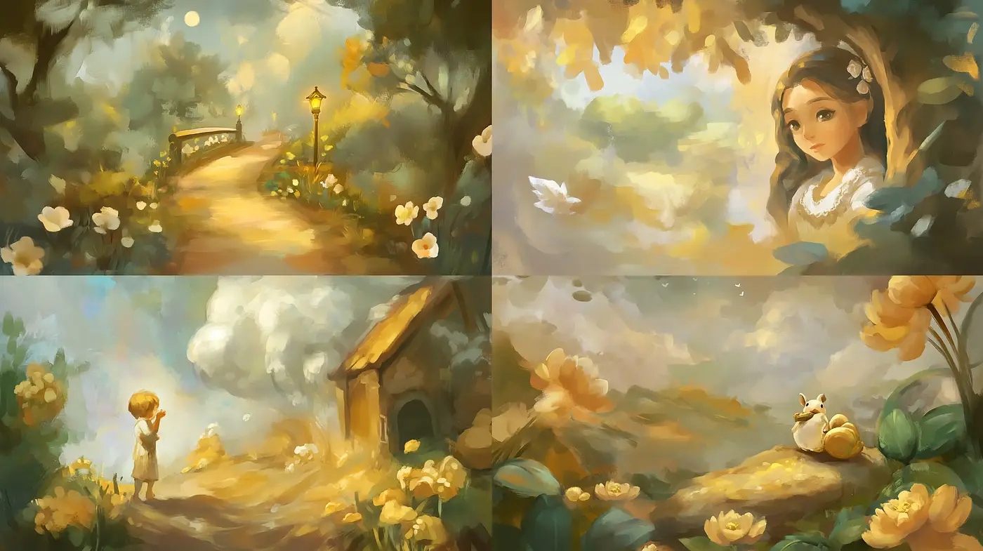 Enchanted Garden: A Dreamlike Impressionistic Journey through Bloom and Light - Midjourney sref style