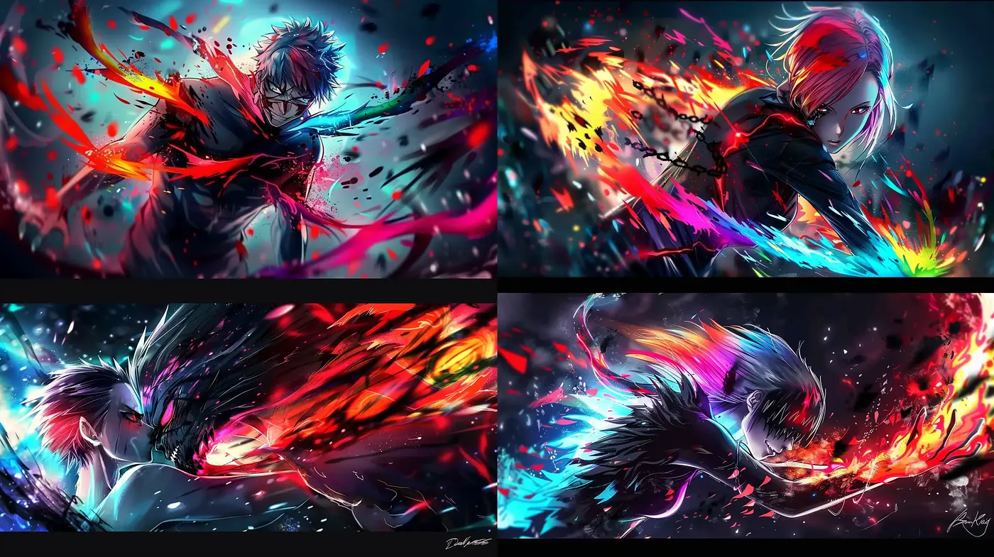 Dynamic Anime-Inspired Brushstroke Explosions - Midjourney sref style