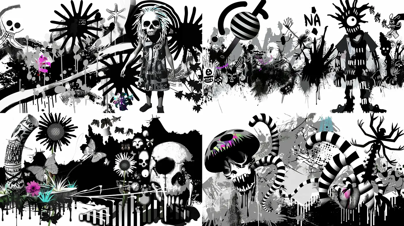 Monochromatic Surrealistic Dreamscape - Midjourney sref style