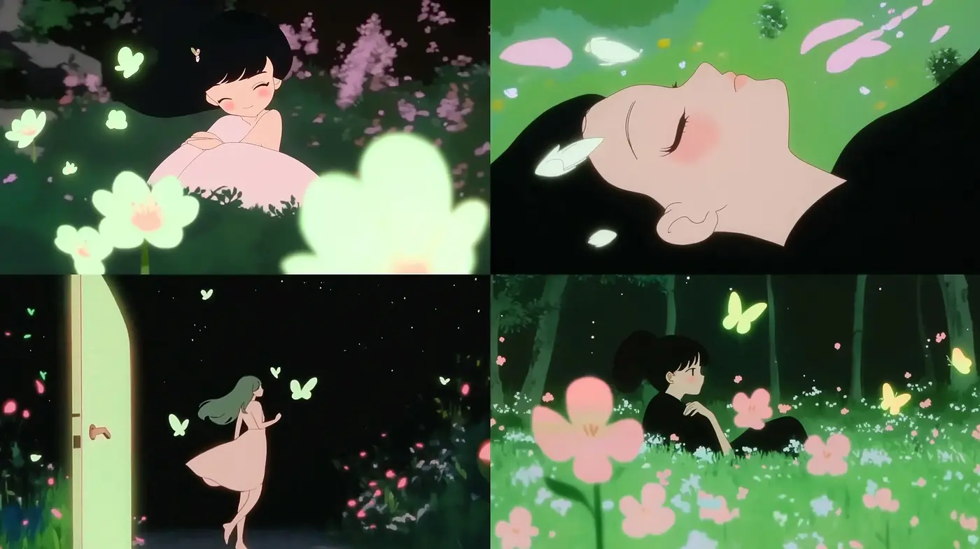 Tranquil Scenes of Serenity with Whimsical Anime Influence - Midjourney sref style