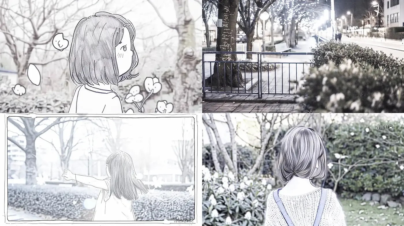 Ethereal Blend of Illustrative Narratives and Urban Vistas - Midjourney sref style