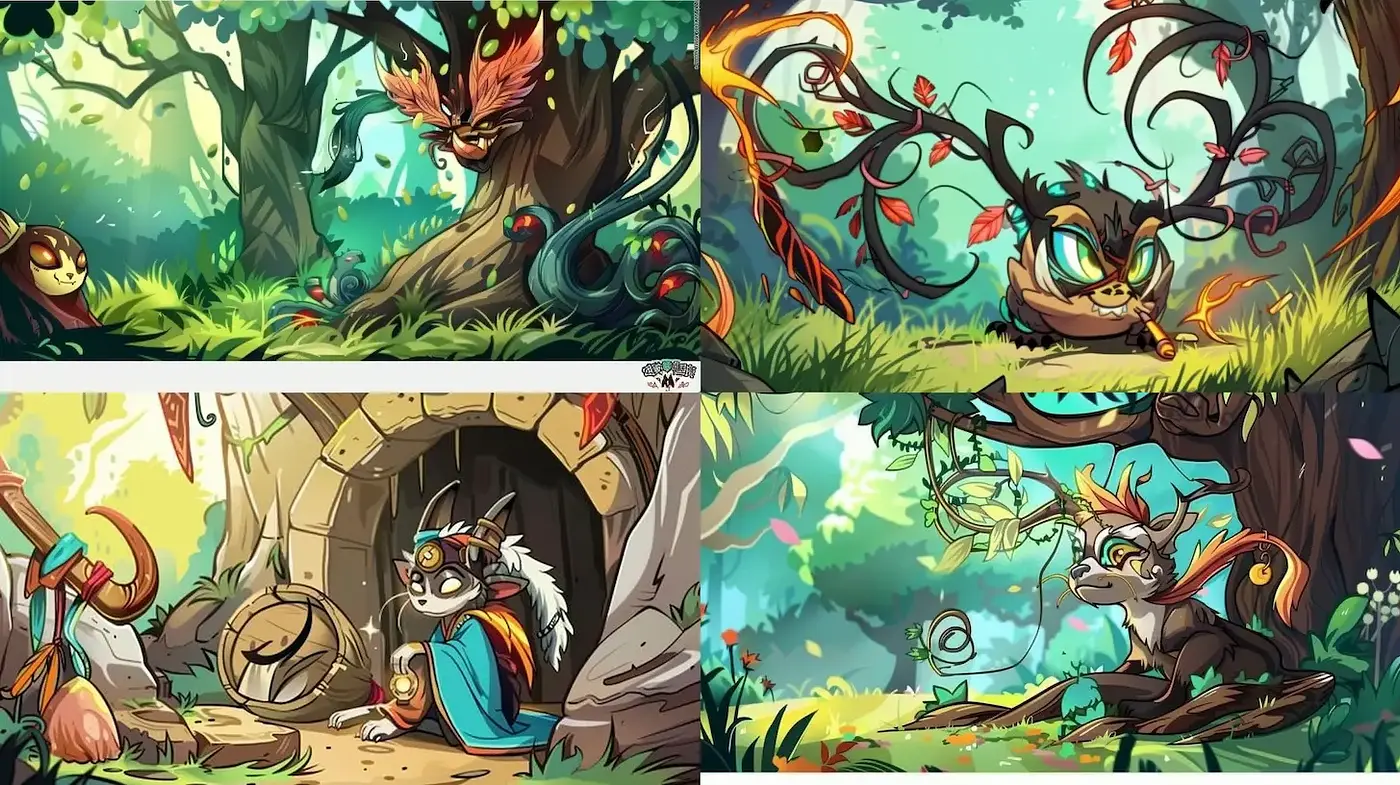 Whimsical Fantasy Illustrations with Organic Elements - Midjourney sref style