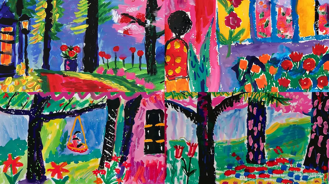 Dynamic and Vibrant Expressionist Landscape with Playful Color Combinations - Midjourney sref style