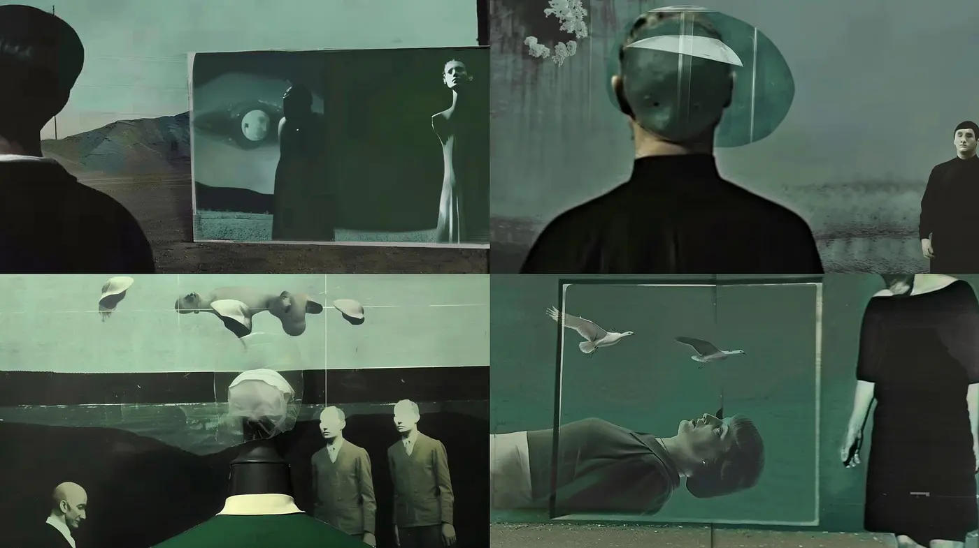 Ethereal Monochrome Dreamscape: A Mélange of Vintage Aesthetics and Surrealist Influences - Midjourney sref style