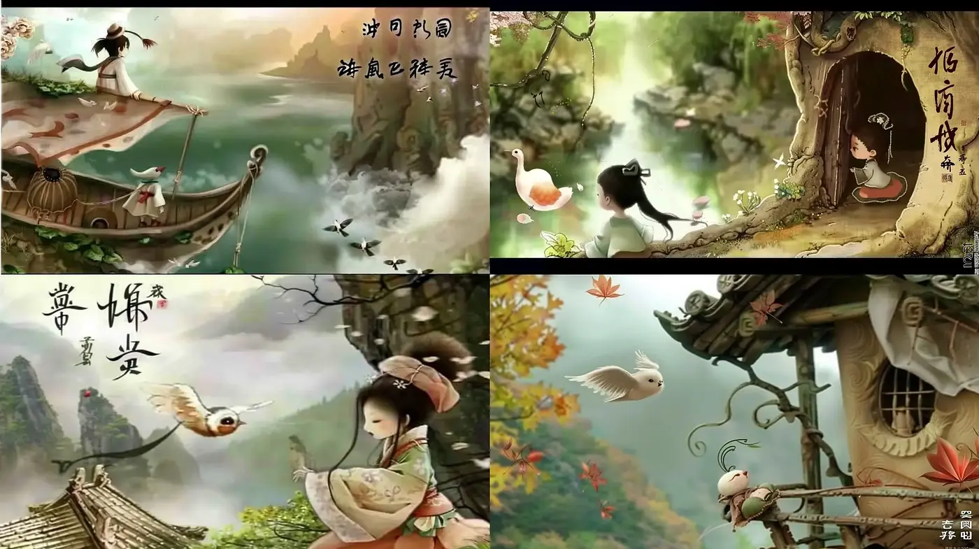 Enchanted Asiatic Folklore Ambiance in Digital Brushwork - Midjourney sref style