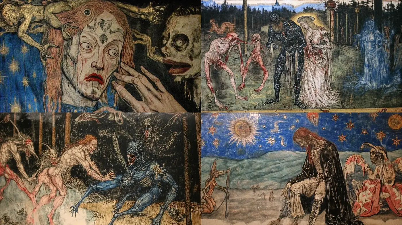 Ethereal Nightmare: A consistent exploration of dark Gothic and surreal torment - Midjourney sref style