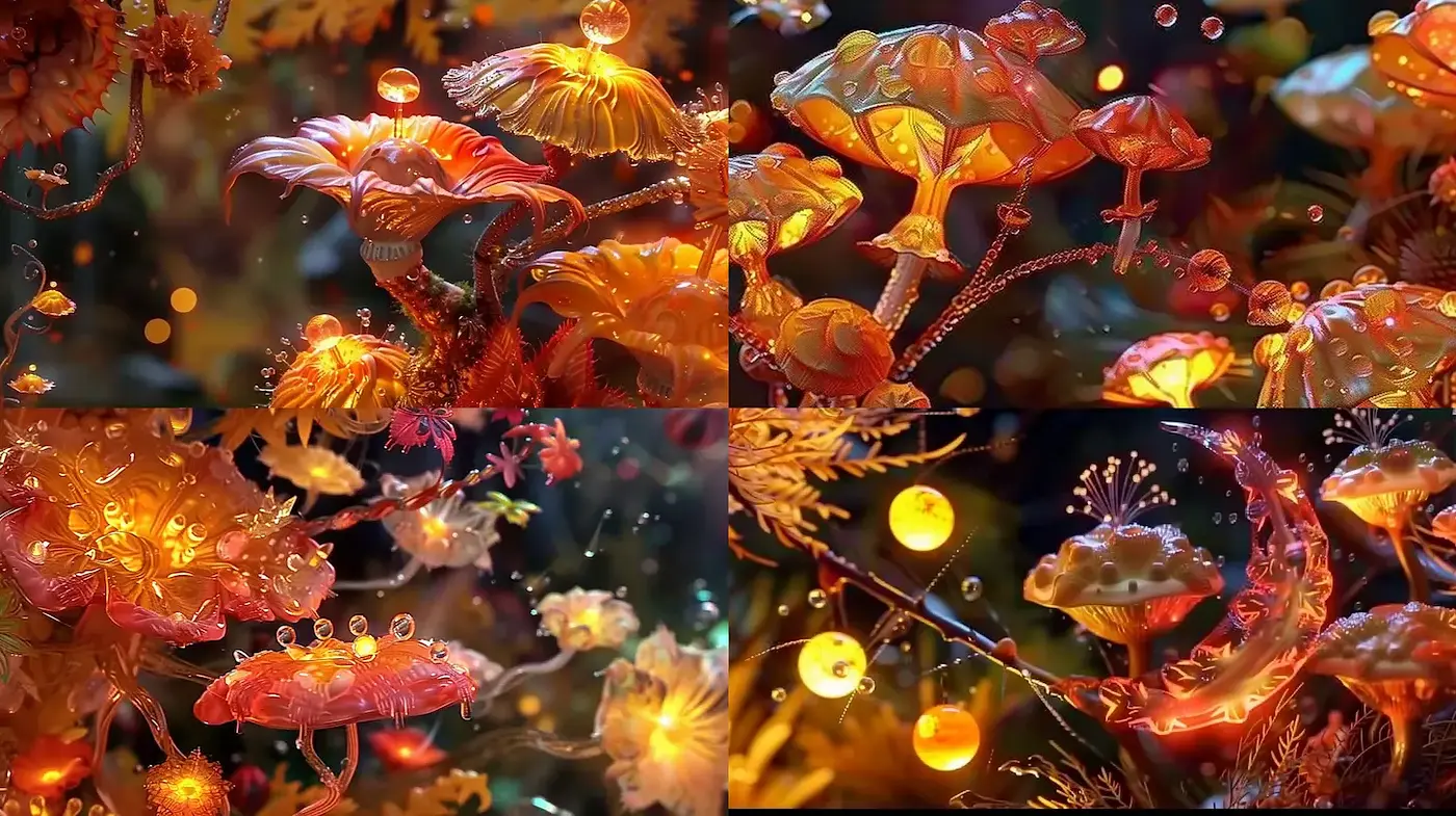 Surreal Bioluminescent Flora with Ethereal Glow - Midjourney sref style