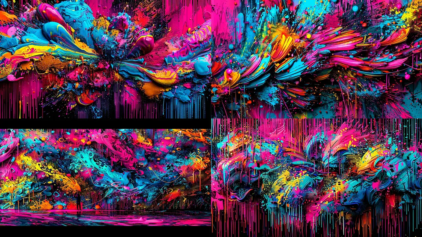 Vibrant and Dynamic Abstract Representation with Textural Depth - Midjourney sref style