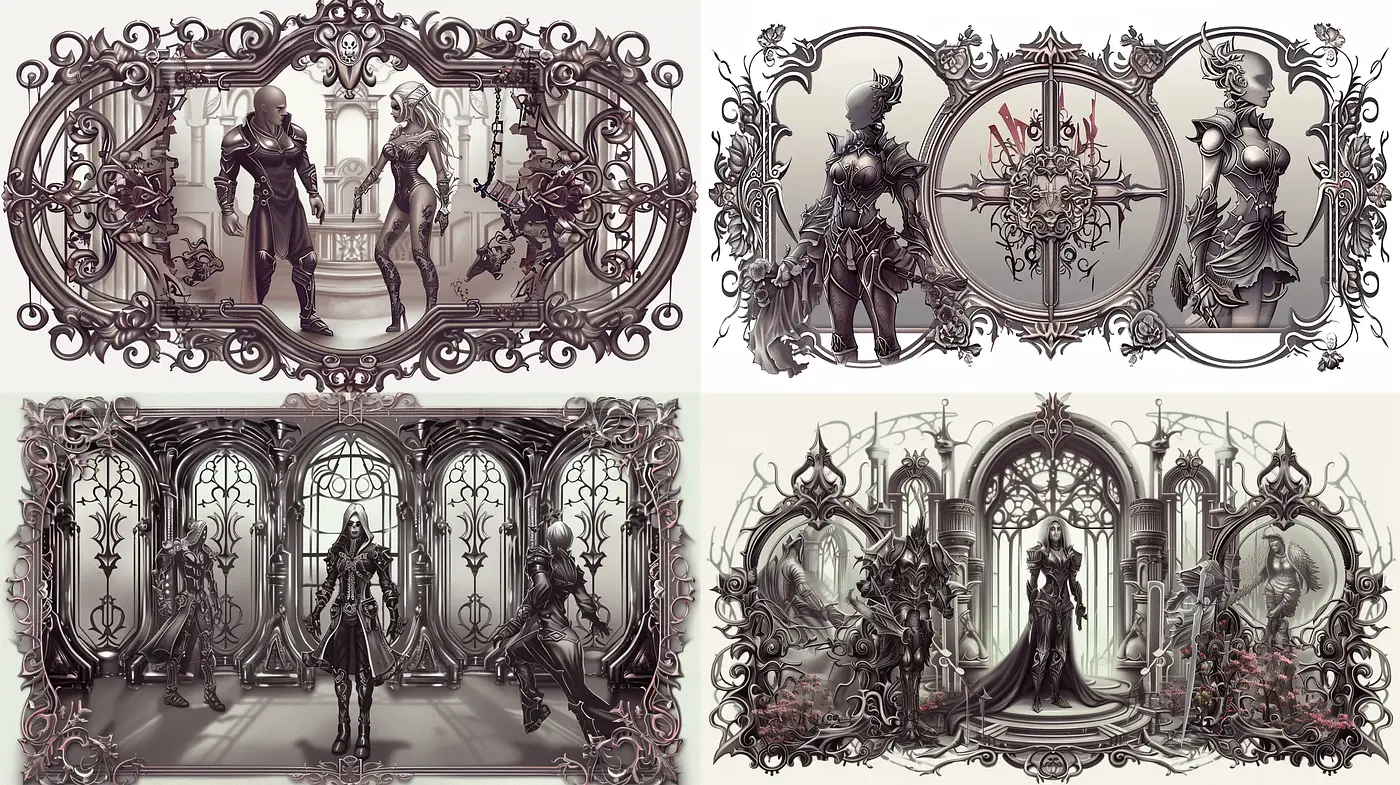 Gothic Elegance with Baroque Ornamentation Digital Art - Midjourney sref style