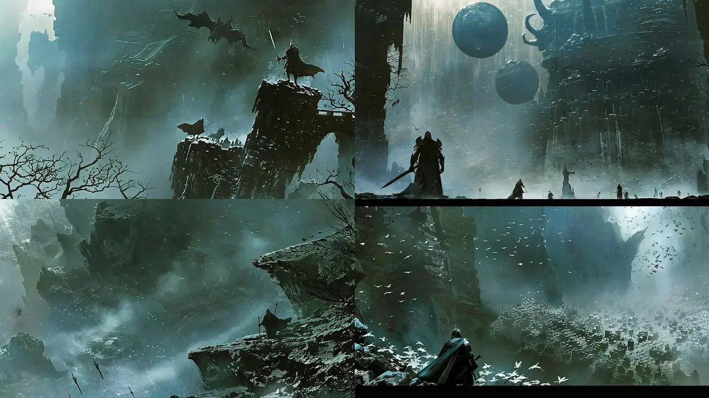 Dark Fantasy Landscapes with Ethereal Atmosphere - Midjourney sref style