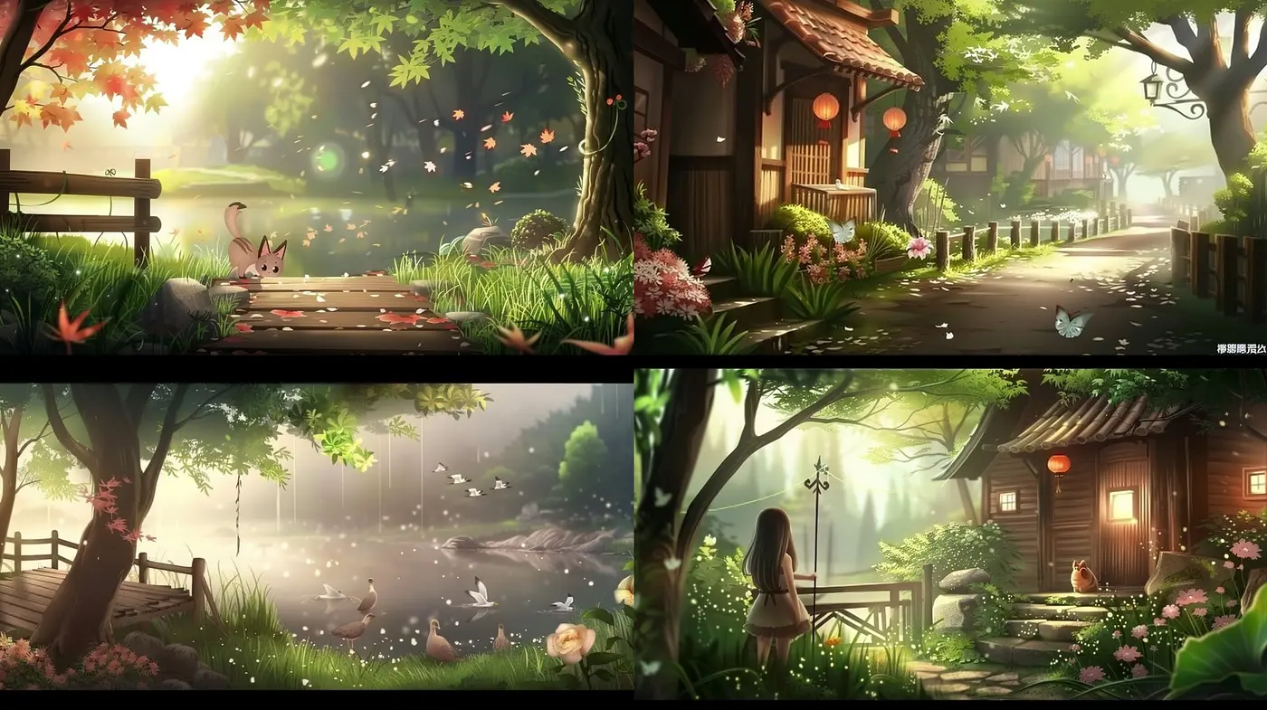 Enchanted Twilight Serenity: A Harmonious Blend of Nature and Whimsy in Digital Art - Midjourney sref style