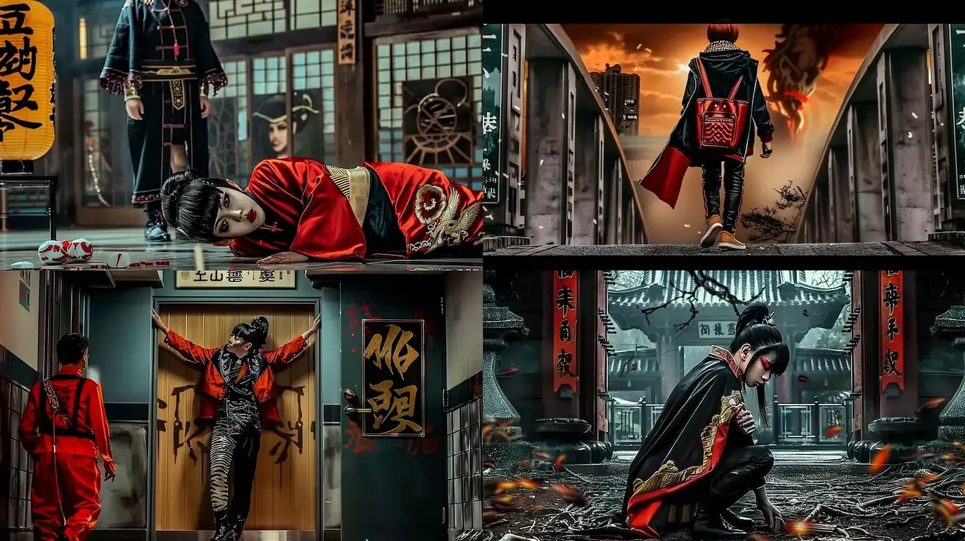Dynamic scenes infused with urban fantasy aesthetics and dramatic flair - Midjourney sref style