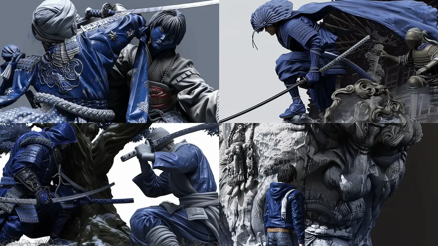 Dynamic and Intense Depictions of Ninja Aesthetics in a Cohesive Color Scheme - Midjourney sref style