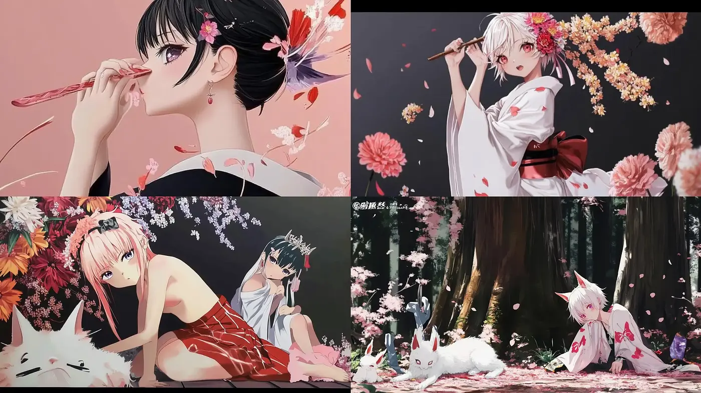 Ephemeral Blossoms: A Serene Anime-Inspired Symphony in Pink - Midjourney sref style